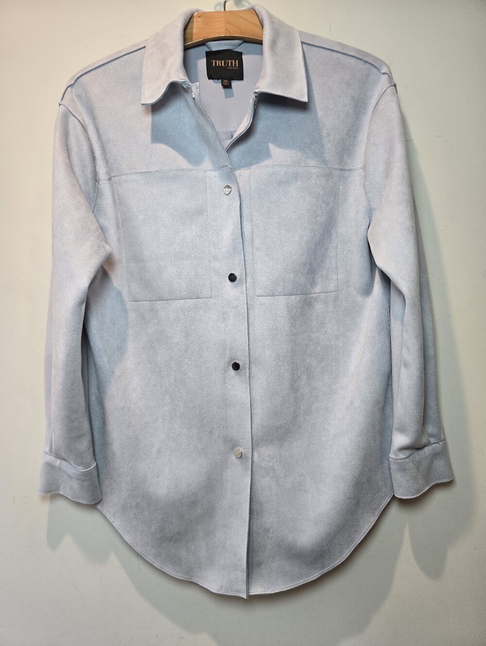 Truth By Republic Shirt Men's XS Faux Leather Suede Button Down Long Sleeve Y2k